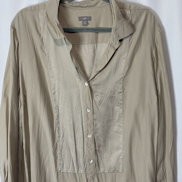 J.Jill Collared Long Sleeve Silk Henley Button Up Tunic Blouse Shirt 2X Flaw - Picture 3 of 8